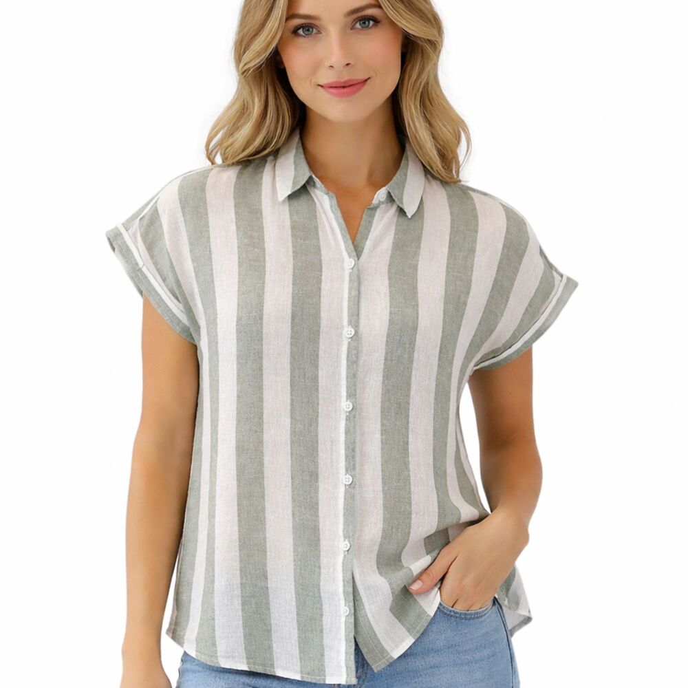 Beach Lunch Lounge Linen Blend Shirt Size Medium